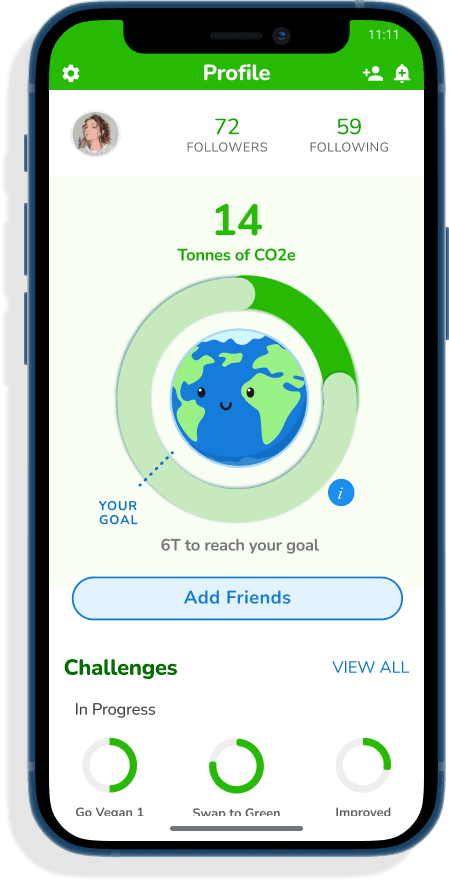 Phone showing app interface